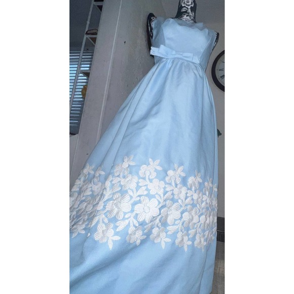 Vtg 50s EMMA DOMB Party Swing Dress Embroidered Fit Flare Tulle lined Xs - Picture 8 of 16